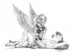  2017 baroncoon breast_grab breasts clothing cowgirl_position equine female hand_on_breast horse male mammal on_top pegasus sex underwear wings 