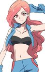  1girl devanohundosi izumi_(pokemon) midriff navel pokemon pokemon_rse solo team_aqua tubetop 