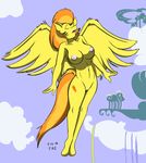  2016 anthro anthrofied big_breasts breasts cloudscape cutie_mark equine eyes_closed feathered_wings feathers female flying friendship_is_magic hair hi_res mammal multicolored_hair my_little_pony navel nipples nude open_mouth pegasus pussy sailoranna sky solo spitfire_(mlp) wings wonderbolts_(mlp) 
