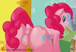  anus blue_eyes butt cutie_mark equine female feral friendship_is_magic hair horse looking_at_viewer looking_back mammal my_little_pony necro_(artist) nipples nude open_mouth pink_body pink_hair pinkie_pie_(mlp) pony pussy solo 