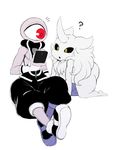  2017 ? alien cellphone clothing confusion cy_(sssonic2) cyclops digital_media_(artwork) duo female footwear fur grey_fur horn male null_(sssonic2) pants phone simple_background sssonic2 white_background yellow_eyes 