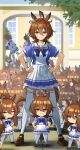  6+girls agnes_tachyon_(umamusume) ahoge animal_ears brown_hair chibi clone commentary daiwa_scarlet_(umamusume) deformed earrings english_commentary franz2543 hair_between_eyes hands_on_own_hips highres horse_ears horse_girl horse_tail jewelry jungle_pocket_(umamusume) lab_coat long_sleeves manhattan_cafe_(umamusume) mini_person minigirl multiple_girls multiple_persona red_eyes school_uniform shirt single_earring standing surrounded tail thighhighs too_many too_many_clones tracen_school_uniform tree umamusume umayuru white_thighhighs zettai_ryouiki 