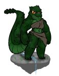 2019 3_toes alpha_channel anthro armored_body bandeau big_forearms big_tail bottomwear breasts clothing countershading creek facial_scar feet female forearms gnull grass green_body green_scales herm_(lore) hi_res kobold loincloth looking_at_viewer muscular muscular_female navel non-mammal_breasts non-mammal_navel orange_eyes plant platform pupils reptilian_eyes rock scales scalie scar simple_background skapp slit_pupils smile smiling_at_viewer smirk smirking_at_viewer solo spiked_tail spikes spikes_(anatomy) stone_floor swolebold tail thagomizer toes topwear transparent_background tribal tribal_clothing ventral_scales