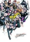  6+boys 6+girls absurdres anniversary black_hair blonde_hair blue_hair blush_stickers bow breasts camera commentary_request copyright_name danganronpa_(series) danganronpa_2:_goodbye_despair everyone eyepatch facial_hair freckles glasses hair_bow hair_ornament hanamura_teruteru highres hinata_hajime holding holding_weapon japanese_clothes jewelry kimono koizumi_mahiru komaeda_nagito kuzuryu_fuyuhiko mioda_ibuki multiple_boys multiple_girls nanami_chiaki necktie nidai_nekomaru owari_akane pekoyama_peko pink_hair purple_scarf red_hair ring sailor_collar saionji_hiyoko scarf skirt soda_kazuichi sonia_nevermind sword tanaka_gundham tetose togami_byakuya_(danganronpa_2) tsumiki_mikan twintails weapon wooden_sword 