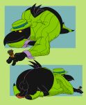 absurd_res all_fours anthro anus ass_out avian balls beak big_butt bird black_body black_eyes black_feathers bob-jiggles bottomless bottomless_anthro bottomless_male butt cigar clothed clothing corvid corvus_(genus) cross-hatching crow duke_(fritz_the_cat) feathers fritz_the_cat genitals hat hatching_(art) headgear headwear hi_res humanoid_genitalia humanoid_penis looking_aside looking_away looking_back lying male on_front oscine passerine pattern_clothing penis presenting presenting_hindquarters shaded simple_background slightly_chubby slightly_chubby_anthro slightly_chubby_male solo striped_clothing stripes suit tail tail_feathers yellow_sclera