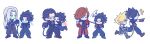  105zz 5boys angeal_hewley aqua_eyes armor black_boots black_coat black_gloves black_hair black_pants black_shirt blonde_hair blue_pants book boots brown_boots brown_gloves brown_hair chibi chibi_only cloud_strife coat crisis_core_final_fantasy_vii final_fantasy final_fantasy_vii furrowed_brow genesis_rhapsodos gloves green_eyes green_skirt grey_hair holding holding_book holding_leash hug leash long_coat long_hair male_focus multiple_boys open_mouth pants parted_bangs pauldrons red_coat sephiroth shinra_infantry_uniform shirt short_hair shoulder_armor skirt smile spiked_hair squiggle white_background zack_fair 