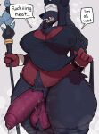 2025 anthro ball_tuft balls belly belly_tuft big_breasts big_penis black_body black_fur bodily_fluids bovid breasts caprine caprine_demon chest_tuft cleavage clothed clothing clothing_lift covered_eyes crotch_tuft demon demon_rabbit dripping drooling english_text fangs foreskin fur genital_fluids genitals goat_demon gynomorph halberd hip_tuft holding_clothing holding_object holding_shirt holding_topwear holding_weapon horn humanoid_genitalia humanoid_penis hybrid intersex leg_tuft legwear long_ears mammal melee_weapon morgenneth motion_lines musk musk_clouds navel nipple_outline nipple_piercing_outline open_mouth penis polearm precum precum_drip red_body red_fur saliva shirt shirt_lift simple_background slightly_chubby slightly_chubby_intersex solo speech_bubble sweat sweat_stain sweatdrop sweaty_balls sweaty_belly sweaty_body sweaty_genitalia sweaty_penis teeth text thick_thighs thigh_highs thigh_tuft tongue topwear tuft weapon wet wet_clothing wide_hips wolf_demon xerun
