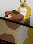  2017 anal anal_penetration animated anthro balls bear blue_eyes blue_hair canine close-up comic dog duo erection from_behind_position genital_focus gradient_background grey_background grizzly_bear hair humanoid_penis loop low-angle_view lukas_artair male male/male mammal nude penetration penis precum rai_kuma sex sheppymilo signature simple_background slightly_chubby vein veiny_penis worm&#039;s-eye_view 