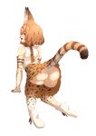  all_fours animal_ears ass barbariank bare_shoulders blonde_hair elbow_gloves eyebrows_visible_through_hair from_behind full_body gloves highres inconvenient_tail kemono_friends looking_back open_mouth panties print_legwear print_skirt serval_(kemono_friends) serval_ears serval_print serval_tail shirt short_hair skirt sleeveless sleeveless_shirt solo striped striped_legwear tail thighhighs transparent_background underwear white_panties yellow_eyes 