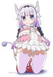  animal_humanoid blue_eyes blush butt camel_toe clothed clothing cub cute dragon dragon_humanoid female hair horn humanoid kanna_kamui kneeling looking_at_viewer looking_down mammal miss_kobayashi&#039;s_dragon_maid panties raised_eyebrows simple_background thick_thighs underwear unknown_artist upskirt white_background white_hair young 