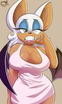  2017 anthro bat big_breasts breasts cleavage clothed clothing female mammal omegasunburst one_eye_closed rouge_the_bat solo sonic_(series) 