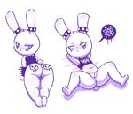  2017 anthro armband barefoot bottomless butt clothed clothing crop_top digital_media_(artwork) disfigure female frown half-closed_eyes lagomorph looking_at_viewer lying makeup mammal navel on_back pose presenting presenting_hindquarters presenting_pussy pussy rabbit shirt simple_background skull slightly_chubby spikes spread_legs spreading tattoo white_background 