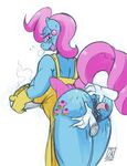  2017 anthro anthrofied anus apron blush butt clothing cutie_mark disembodied_hand ear_piercing earth_pony equine female friendship_is_magic hair holding_object horse mammal mature_female mother mrs_cake_(mlp) multicolored_hair my_little_pony open_mouth parent piercing pony pussy simple_background solo_focus two_tone_hair white_background zwitterkitsune 