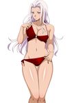  1girl bikini bra breasts himiko_(ikkitousen) ikkitousen large_breasts panties purple_eyes red_bra red_panties solo 