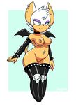  2017 anthro bat blue_eyes breasts clothing digital_media_(artwork) disfigure female hair half-closed_eyes legwear makeup mammal navel navel_piercing neck_collar nipples nude piercing pose pussy rouge_the_bat simple_background skull smile solo sonic_(series) thigh_highs white_background white_hair 