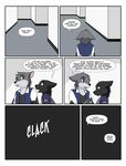  anthro black_fur brown_eyes canine claws clothing comic dialogue digital_media_(artwork) english_text fangs fur grey_fur kurapika male mammal scar teddy_conner text uniform white_eyes wolf yula 