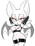  anthro armpits armwear bat blush breasts clothed clothing elbow_gloves eyelashes female gloves half-closed_eyes hands_behind_head hearlesssoul looking_at_viewer mammal membranous_wings navel nipples open_mouth pants_down partially_clothed rouge_the_bat simple_background solo sonic_(series) sweat wings zipper 