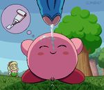  2017 aliasing blush cum cum_on_face happy humanoid_penis kirby kirby_(series) male nintendo not_furry outside penis sl350 smile solo_focus tiff video_games 
