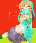  blonde_hair blue_eyes crossdressing detached_sleeves gerudo_link k10-m link midriff the_legend_of_zelda the_legend_of_zelda:_breath_of_the_wild trap veil 