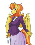  2017 amber_eyes anthro anthrofied clothed clothing ear_piercing equine eyelashes feathered_wings feathers female friendship_is_magic fully_clothed hair jewelry mammal mature_female mother multicolored_hair multicolored_tail my_little_pony necklace parent pegasus piercing simple_background solo stormy_flare_(mlp) two_tone_hair white_background wings zwitterkitsune 