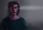  anthro clothed clothing ear_piercing eye_scar facial_scar feline fog fully_clothed fur himeragoldtail_(artist) looking_at_viewer male mammal piercing pink_fur red_eyes red_sclera scar solo 
