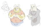  asgore_dreemurr boss_monster caprine crown delta_rune flower food fur goat grosspups horn long_ears mammal pie plant simple_background tongue tongue_out toriel undertale video_games white_background white_fur 