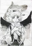  animal_ears detached_sleeves full_moon hakama hand_puppet inubashiri_momiji japanese_clothes moon puppet sketch smile solo stufquin tail touhou wolf_ears wolf_tail 