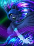  2017 anthro anthrofied armwear breasts clothing equine feathered_wings feathers female friendship_is_magic hair hi_res horn long_hair looking_at_viewer mammal my_little_pony princess_luna_(mlp) solo suirano winged_unicorn wings 
