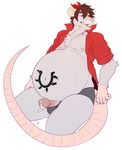  anthro clothing cum grendel humanoid_penis male male_pregnancy mammal penis pregnant rat rodent shirt simple_background sitting solo the-narutoshi underwear 