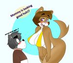  2017 anthro big_breasts big_eyebrows blush breasts canine digital_media_(artwork) dog duo embarrassed english_text eyebrows female fur hair hi_res huge_breasts incest male mammal mature mature_female mcfly0crash mother nipples nude open_mouth parent purple_eyes simple_background slightly_chubby text thick_thighs white_fur wide_hips 