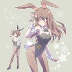  alternate_costume animal_ears arm_garter ass blush bow bowtie breasts brown_eyes brown_hair bunny_ears bunny_tail bunnysuit cleavage closed_mouth coco_adel collar commentary_request eyebrows_visible_through_hair from_behind hand_on_hip high_heels highres iesupa legs_apart leotard long_hair looking_back multiple_girls pantyhose rwby short_hair sideboob small_breasts standing strapless strapless_leotard sunglasses tail velvet_scarlatina wrist_cuffs 