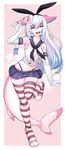  clothed clothing female hair iwbitu open_mouth panties shark_humanoid smile solo standing underwear wide_hips 