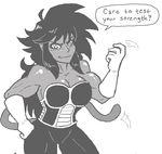  1girl cleavage dragonball_z elbow_gloves gloves muscle plague_of_gripes saiyan 