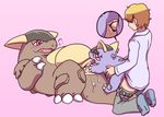  ambiguous_gender animal_genitalia big_dom_small_sub cloaca cloacal_penetration cloacalingus clothed clothed_sex clothing cum_in_cloaca female female/ambiguous group group_sex horizontal_cloaca human lying male male/ambiguous mammal mega_evolution mega_kangaskhan nintendo on_back penetration pink_background pok&eacute;mon sex simple_background size_difference sloppy_seconds threesome unknown_artist video_games 