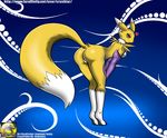  &lt;3 abstract_background black_sclera breasts crushtarestudios digimon female looking_at_viewer renamon solo 