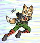  canine fight fox gun handgun invalid_tag laser mammal mccloud nintendo pistol ranged_weapon star_fox video_games weapon 