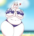  &lt;3 2017 anthro big_breasts bikini breasts caprine cleavage clothed clothing cornchip21 female goat huge_breasts human mammal mature_female slightly_chubby smile solo sssonic2 swimsuit toriel under_boob undertale video_games 