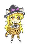  animal_ears animal_print bow colonel_aki cosplay crossed_arms ears_through_headwear elbow_gloves gloves grin hat jaguar_(kemono_friends) jaguar_(kemono_friends)_(cosplay) jaguar_ears kemono_friends kirisame_marisa long_hair looking_at_viewer multicolored multicolored_clothes multicolored_legwear short_sleeves skirt smile solo tail touhou white_background witch_hat yellow_eyes 