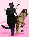  anthro bent_over big_breasts bra breasts butt clothed clothing duo feline female ficus gloves mammal muscular panties slightly_chubby standing underwear 