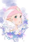  blonde_hair blue_eyes flower hat highres looking_at_viewer pointy_ears princess_zelda solo the_legend_of_zelda the_legend_of_zelda:_ocarina_of_time young_zelda 