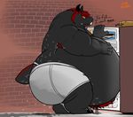  anthro belly big_belly big_butt butt food male monster overweight riis solo sweat 