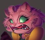  angry anthro blush bojack_horseman cat cellphone clothed clothing dress feline female footwear fur holding_object holding_phone jewelry mammal necklace phone pink_fur princess_carolyn solo whiskers 