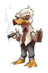  alcohol anthro avian beak beverage bigdad bird cigar clothed clothing duck looking_at_viewer male scar solo toony 
