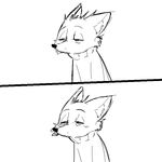  anthro black_and_white canine charlie_(weaver) clothed clothing comic disney fan_character female fox fur mammal monochrome pack_street replytoanons simple_background solo squint sweater white_background zootopia 