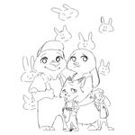  anthro black_and_white bonnie_hopps canine clothed clothing daughter disney family father female fox group hand_on_shoulder hat judy_hopps lagomorph male mammal monochrome mother nick_wilde parent rabbit replytoanons shy simple_background smile stu_hopps uniform white_background young zootopia 