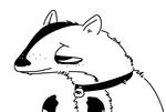  anthro badger black_and_white collar disney fan_character fur half-closed_eyes male mammal monochrome mustelid pack_street pointing simple_background solo t_rex_(weaver) text the_weaver white_background zootopia 