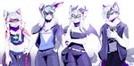  anthro canine clothed clothing female group grungecandy horn hybrid lagomorph looking_at_viewer male mammal rabbit smile wide_hips wings 