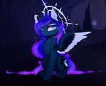  cosmic_hair cutie_mark equine feathered_wings feathers feral friendship_is_magic horn looking_at_viewer magnaluna mammal my_little_pony princess_luna_(mlp) sitting smile solo winged_unicorn wings 