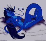  2012 anthro anus blue_fur blue_hair breasts claws curiodraco dragon eastern_dragon female fur hair horn looking_at_viewer nipples nude pinup pose pussy reclining scalie simple_background sketch smile solo sorika_mai_selena whiskers 
