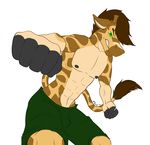  2017 anthro clothed clothing fist fur giraffe hair looking_at_viewer male mammal nighteternal2469 nipples simple_background 